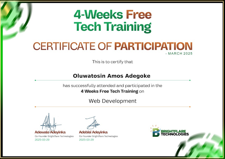 Brightflare Tech Certificate